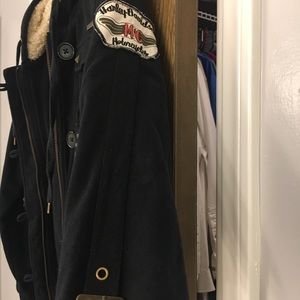 Harley Davison zip up coat, fur hood